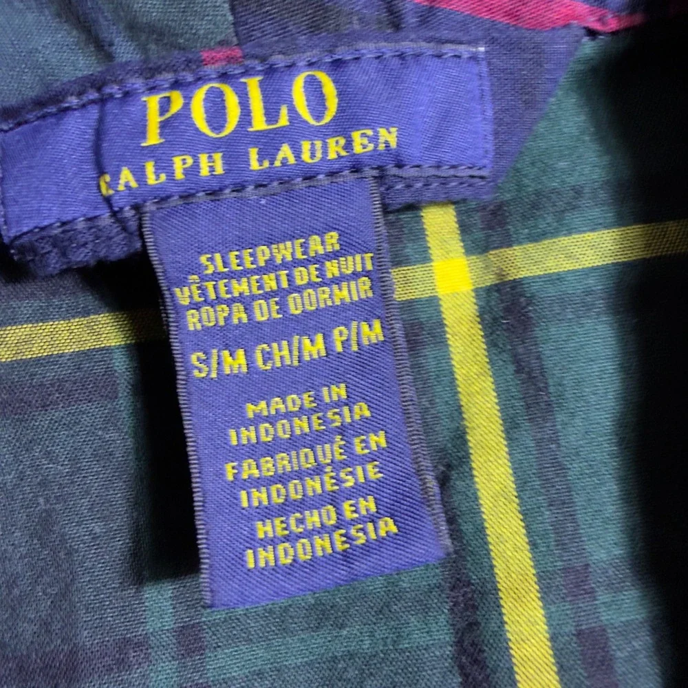 Polo Ralph Lauren Tartan Plaid Sleepwear Blue Green S/M no sash bath robe
